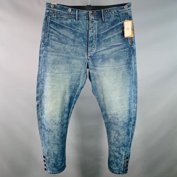 RRL by RALPH LAUREN Size 36 Blue Cotton Cropped Cocoon Jeans - Picture 1 of 8